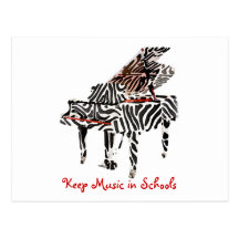 Zebra Grand Piano ~ Postcard / Invitaiton