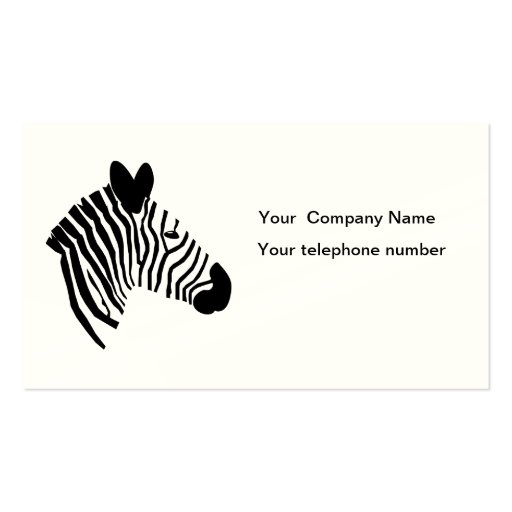 Zebra head illustration art custom business card (front side)