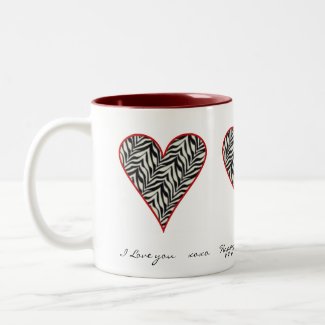 Zebra Heart: Happy Valentines Day Mug mug