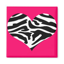 ZEBRA HEART REFRIGERATOR MAGNETS
