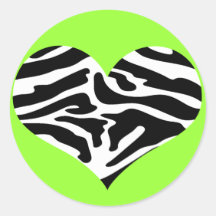 ZEBRA HEART ROUND STICKER