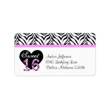 Zebra Heart Sweet 16 Address Labels