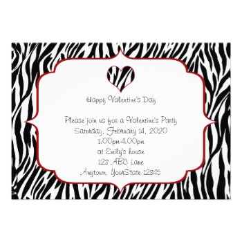 Zebra Heart Valentine Party Invitation