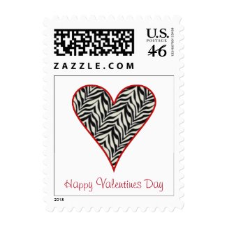 Zebra Heart Valentines Day Postage Stamp stamp