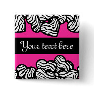 Zebra hearts Button button