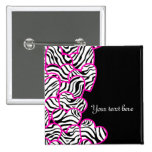 Zebra hearts Button