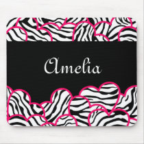 Zebra hearts mousepad