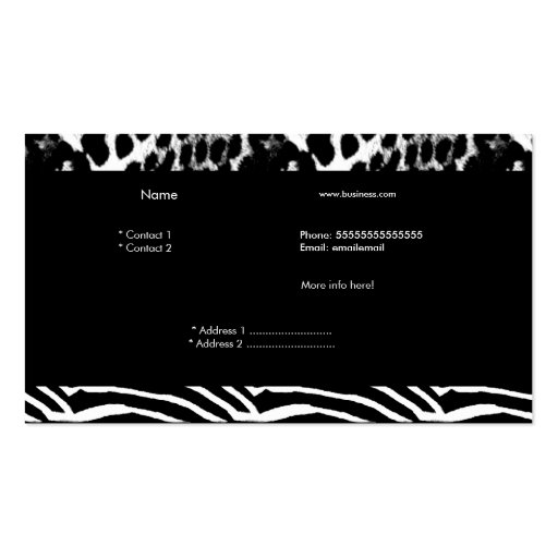 Zebra Hot Pink Black White Leopard Zebra Stripe Business Card Template (back side)