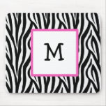 Zebra & Hot Pink monogram mousepad
