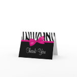 Zebra Hot Pink Printed Bow Thank You Greeting Card