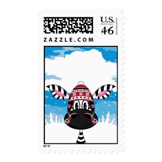 Zebra in Bobble Hat Stamp stamp