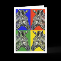 Zebra in four colors Greeting Card