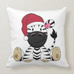Zebra in Santa Hat Pillow