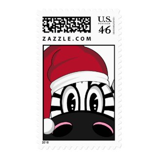 Zebra in Santa Hat Stamp stamp