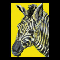 zebra in yellow poster posters