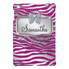 Zebra iPad Case Cover Glitter Bling Cute Monogram