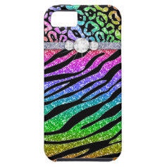 Zebra iPhone Case Mate Tough Rainbow Glitter B
