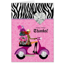 Zebra Jewelry Heart Pearls Leopard Thank You Card