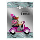 Zebra Jewelry Salon Thank You Card Purses Teal