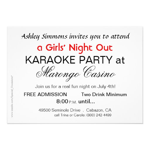 Zebra Karaoke Girls' Night Out Party Invite