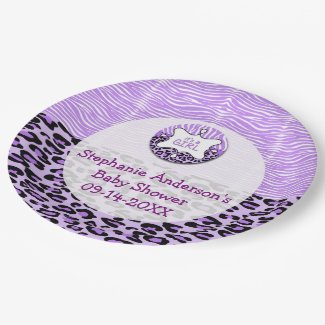 Zebra,Leopard Girl Baby Shower Paper Party Plates