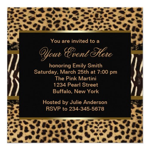 Zebra Leopard Party Custom Announcements