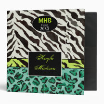 Zebra Leopard Print Art Personalized School Binder
