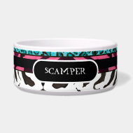 Zebra Leopard Print Large Dog Food Feeding Dish petbowl