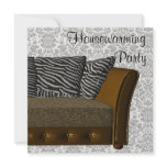 Zebra Leopard Sofa Damask Housewarming Party Custom Announcement