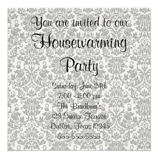 Zebra Leopard Sofa Damask Housewarming Party Custom Announcement