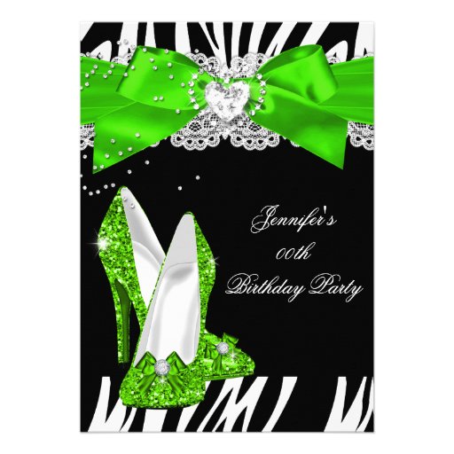 Lime Green Zebra 21st Birthday Party Invitations, 9 Lime Green Zebra ...