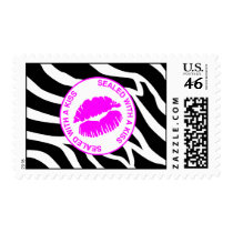 Zebra Lips Kiss Pink Postage Stamp