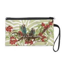 Zebra Love Bird Red Teal Bride's Honeymoon Purse Wristlet Purses