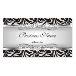 Zebra Metal Chrome Look Elegant Black White Silver Business Cards