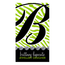 Zebra "Monogram B" Jewelry Designer Business Cards