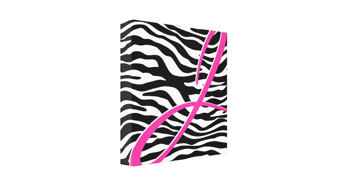 Zebra Monogram Canvas Print | Zazzle