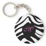 zebra monogram, M key chain keychains