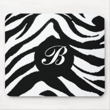 zebra monogram, mousepads