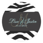 Zebra monogram wedding stickers