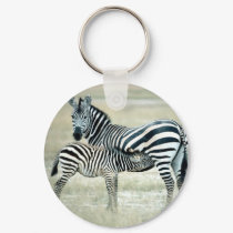 Zebra Mother and Feeding Foal keychains