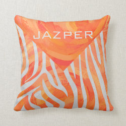 Zebra Orange and White Print Pillows