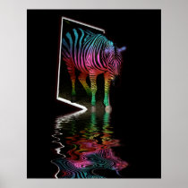 Zebra painted flood four posters