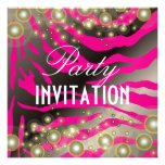 Zebra Party invitations, champagne bubbles