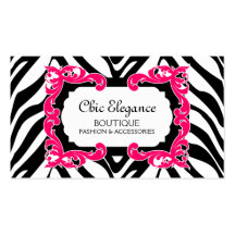 Zebra Pattern and Pink Flourish Business Card