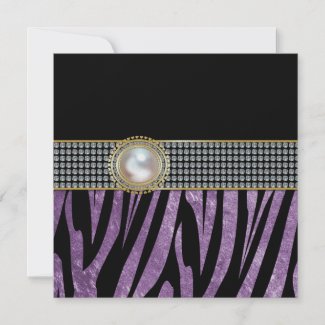 Zebra Pattern &amp; Brooch Wedding Invitations