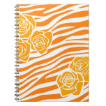 Zebra pattern + orange roses Notebook