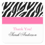 Zebra Pattern Personalized Square Sticker