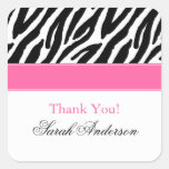 Zebra Pattern Personalized Square Sticker