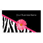 Zebra Pattern Pink Daisy Business Cards