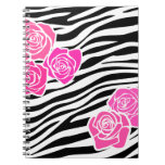 Zebra pattern + pink roses Notebook